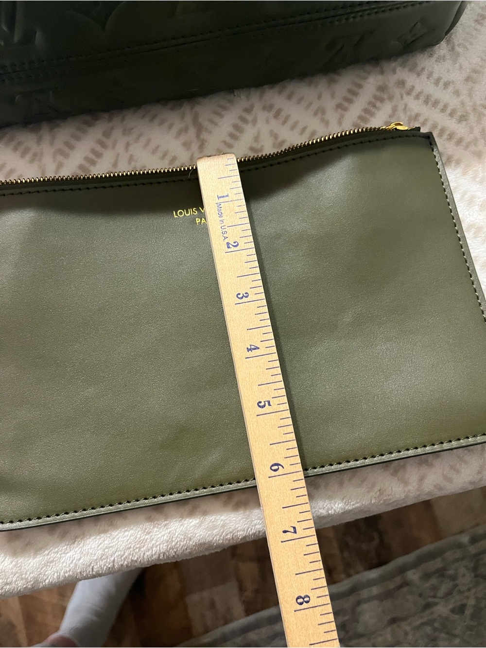 Louis Vuitton Olive Green Embossed Monogram Crossbody with Matching Pouch - Picture 11 of 16
